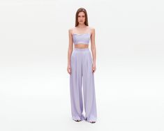 Lilac Satin Pants, Wide Leg Pants, Women Palazzo, Satin Trousers, Silk Pants, Silk Palazzo, Women Pants, High Waisted Pants,Purple Satin Set ⭐Size: Please write your chest, waist, hips, height, and we will make a pants to your individual measurements! After you place your order, we may ask you for additional measurements. We do this to ensure that the pants fits you perfectly👌😊 ⭐Our fabric: We have used a premium quality satin: it's light and soft, pleasant to wear and easy to wash.  ⭐Shipping: ✈️We have two shipping options that we can offer: Free Shipping and Express Shipping. ✅ Free shipping takes about two weeks. ✅ Express shipping takes only 8-10 days. An extra fee of $35 should be paid for this option. When placing your order, please, keep in mind that it will take us 3 to 6 busine Lavender Wide Leg Pants, Lavender Wide-leg Bottoms For Summer, Lavender Wide Leg Bottoms For Summer, High-waist Lavender Pants For Spring, Chic Lavender Pants For Spring, Purple Wide Leg Pants For Spring, Lavender Trousers For Spring, Elegant Purple Wide Leg Pants For Spring, Elegant Spring Purple Wide Leg Pants