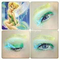 tinkerbell Disney makeup look Tinkerbell Makeup, Disney Eye, Disney Eye Makeup, Makeup Halloween Ideas, Disney Inspired Makeup, Disney Eyes, Artist Things, Make Carnaval, Tinkerbell Disney