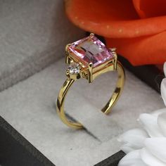 Ring Rectangle, Pink Topaz Ring, Topas Ring, Rectangle Ring, Pink Topaz, December Birthstone, Lovely Jewellery, Multi Stone Ring, Gemstone Engagement Rings