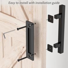 an easy to install installation guide for the door handle and latch on a wooden door