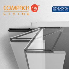 an advertisement for compacch living with the image of a window and its reflection