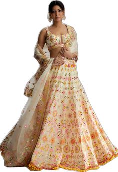 Chanderi Lehenga With Resham Embroidery For Navratri, Organza Lehenga For Reception Diwali, Organza Lehenga For Reception And Diwali, Organza Choli With Resham Embroidery For Festivals, Tissue Silk Lehenga With Cutdana For Reception, Diwali Organza Choli With Intricate Embroidery, Reception Lehenga In Tissue Silk With Cutdana, Semi-stitched Tissue Silk Gown For Diwali, Bollywood Style Semi-stitched Lehenga For Diwali