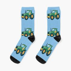 Super soft all-over printed knit socks with extra cushioning in the sole. Suitable for men and women. Great gift idea for farmers. Designer Socks, Cartoon Design, Knit Socks, Crew Socks, Knitting Socks, Tractor, Multi Color, Great Gifts, Socks