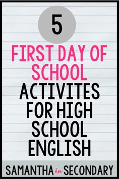 the five first day of school activities for high school english