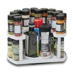 the spice rack is filled with spices and seasonings