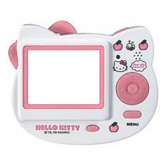 an electronic device with hello kitty on the front and pink trimmings is shown