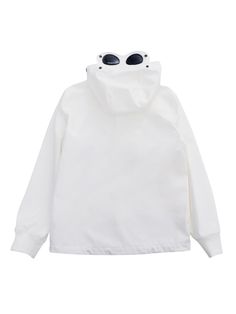 White jacket with C. P Company hood and contrasting zip, slanted pockets with black zips.Composition: 92% Polyester 8% Elastane White Hooded Parka With Double-lined Hood, Modern Hooded Windbreaker With Pockets, Sporty Hooded Windbreaker With Zip Cuffs, Hooded Windbreaker With Zip Cuffs For Streetwear, Sporty White Hooded Jacket With Zipper, Modern White Outerwear For Outdoor, White Urban Hooded Jacket With Detachable Hood, Modern Parka With Adjustable Hood, Tom Ford Handbags