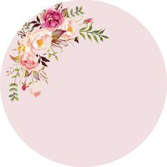 a pink circle with flowers on it