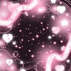 a pink background with hearts and stars