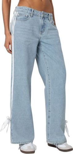 EDIKTED Ribbon Stripe Baggy Low Rise Jeans | Nordstrom Blue Fits, Low Rise Jeans, Low Waisted, Nordstrom Store, Anniversary Sale, Baggy Jeans, New Shoes, Low Rise, Nordstrom