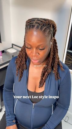 Half Updo Loc Styles, Professional Sisterlock Styles, Loc Style With Shaved Sides, Braided Locs Women, Extended Loc Bob, Female Loc Hairstyles, Womens Dreadlock Styles, Dread Braids For Women, Sister Locks Updo Hairstyles