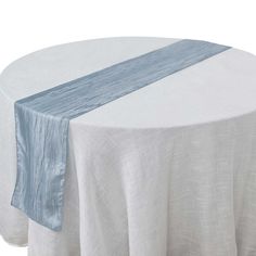 a round table with a blue stripe on it