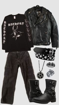 #metalhead #blackmetal #gothic Masc Alternative Outfits, Metal Outfits Male, Heavy Metal Outfit Men, Grunge Punk Outfits Men, Metal Fashion Men, Rocker Outfits, Goth Clothes Men, Metal Head Outfits Men, Metalhead Clothes