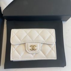 Brand New Chanel Classic Small Wallet Coco Mark Trifold Caviar Skin White. Come With Dust Bag, Box, Bag Material : Caviar Leather Color : White Chanel Small Flap Wallet, Beige Wallet With Original Box As Gift, Designer Beige Wallets For Gift, Designer Beige Wallets For Gifts, Designer Beige Wallets As Gift, Designer Beige Wallets, Designer Beige Wallets As A Gift, Luxury Compact Wallets As Gifts, Luxury Compact Wallet As Gift