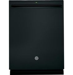 a black dishwasher is shown with the door open and green light on it