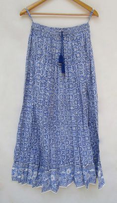 "ITEM DESCRIPTION ethnic vintage look bohemian summer maxi skirts - broomstick style long summer maxi skirts Material: 100% cotton cambric soft crinkled fabric Length: - 38 inch long Waist :-28.00 inch full (14 inch half) 28 inch relaxed can stretch up to 50 inch Size: free size (fit to all) PRODUCT NAME: - Long Women Maxi skirts Ladies Vintage Long skirts Company Return Policy: Please write for more information to my email directly CHOOSE \"ASK SELLER QUESTION \" payment policy:- we accepts pay Beach Skirts Long, Flowy Cotton Ankle-length Maxi Skirt, Cotton Ankle-length Maxi Skirt For Summer, Bohemian Ankle-length Flowy Skirt, Blue Bohemian Maxi Dress With Tiered Skirt, Traditional Tiered Maxi Skirt For Summer, Bohemian Ankle-length Cotton Skirt, Traditional Boho Print Skirt For Summer, Boho Print Long Cotton Skirt