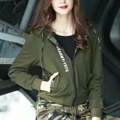 knitted military contrasting color hooded jacket Military Style Long Sleeve Hoodie For Fall, Military Long Sleeve Hoodie For Fall, Military Hooded Hoodie For Fall, Military Style Cotton Hoodie For Fall, Casual Camouflage Hooded Jacket, Casual Khaki Hoodie For Winter, Camouflage Hoodie For Fall, Military Style Green Hooded Jacket For Fall, Trendy Hooded Khaki Hoodie