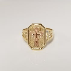 "Thanks for shopping our vintage estate store. We tend to sell well below wholesale and truly hope you enjoy all of our items. Many of the items are one of a kind, so please enjoy scrolling through the pictures and hopefully something will catch your eye. Black spots are from the reflections. Estate 10k yellow rose gold cross filigree ring. Ring size: 7 Setting: 5/8\" by 1/2\" Band width: 2.5mm Weight: 2.10 grams Stunning ring, marked 10k. As with most estate items there may be some wear on item Gold Rings For Women Mexican, Cross Ring Gold, Jewelry Photography Tutorial, Quinceanera Jewelry, Heart Shaped Diamond Ring, Xoxo Jewelry, Lucky Jewelry, Cross Heart, Pretty Jewelry Necklaces