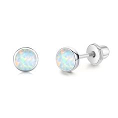 PRICES MAY VARY. Tiny Earrings: The screw back stud earrings is inlaid with white opal for a unique look. Hypoallergenic Earrings: The stud Earrings are made of 925 sterling silver and opal, nickel free, lead free, cadmium free and hypoallergenic for sensitive ears. Tiny Opal Earrings Size: Studs diameter is 0.16 inch (4mm) , the post thickness is about 20 Gauge(0.9mm); If earlobes are thick, post might be too short (Post is about 7mm Long). the screw back earrings are for most of women. Secure Blue Opal Earrings, Earrings For Sensitive Ears, Opal Stud Earrings, Opal Earrings Stud, Opal Studs, Tiny Earrings, Hypoallergenic Earrings, Opal Earrings, Screw Back Earrings