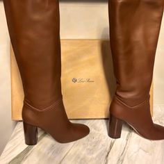 Brand New , Never Worn Loro Piana Tilda Boots , Women’s Size 38.Knee High Color -Brown Comes With Original Box And Dust Bag . Retail Over $1.800 Brown Leather Knee-high Boots With Block Heel, Brown Knee-high Calf Leather Heeled Boots, Loro Piana Shoes, Luxury Brown Knee-high Boots With Sculpted Heel, Chunk Heel, Luxury Brown Knee-high Boots With Leather Lining, Luxury Brown Knee-high Boots With Reinforced Heel, Tall Leather Boots, Knee High Leather Boots