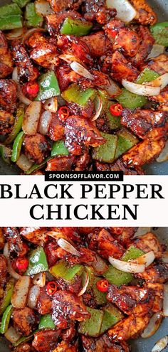 Image showing black pepper chicken in a pan. Easy Black Pepper Chicken, Black Pepper Chicken Recipe, Pepper Chicken Recipe, Black Pepper Chicken, Recipes With Chicken And Peppers, Pepper Chicken, Health Dinner, Chicken Stuffed Peppers, Think Food