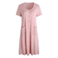 Nightdress Shortsleeve Button Down Regular Plus size Womens Sleepwear Alwyn Home Size: S, Color: Pink | Alwyn Home Womens Sleepwear Short Nightgown Button Down Pajama Nightshirt Housedress S-XXL 34.0 H x 44.0 W in Polyester in Pink | Wayfair Womens Sleepwear, Plus Size Baddie Outfits, Plus Size Sleepwear, House Clothes, Pajama Dress, Night Dress For Women, Plus Size Womens, House Dress, Print Pajamas