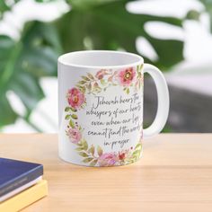 11oz ceramic mug featuring wraparound print. Available in two shapes. Dishwasher safe. Jehovah hears the whispers of our hearts, even when our lips cannot find the words in prayer. Paper Bee, The Whispers, Coffee Heart, Bee Gifts, The Words, A Coffee, Gift Shop, Ceramic Mug, Bee