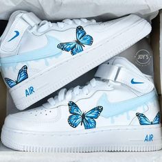 Dripping Blue Custom Air Force 1 Sneakers with Butterflies. Low, Mid & High top | eBay Blue Custom Air Force 1, Blue Drip, Nike Shoes Women Fashion, Air Force 1 Sneakers, Pretty Sneakers, Nike Fashion Shoes, Preppy Shoes, Pretty Shoes Sneakers, All Nike Shoes