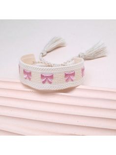 1pc Handmade Embroidered Bowknot Braided Bohemian Style Fashion Bracelet, Suitable For Family, Friends, Students As Holiday Gift, Party, Travel, Daily Wear Beige    Polyester     Women Fashion Jewelry, size features are:Bust: ,Length: ,Sleeve Length: Pink Woven Bracelet For Summer, Bohemian Beige Friendship Bracelets As Gift, Summer Woven Friendship Bracelets, Beige Bohemian Friendship Bracelets As Gift, Bohemian Beige Friendship Bracelet Gift, White Woven Friendship Bracelets, Spring Bohemian Beaded Friendship Bracelets, Bohemian Multicolor Embroidered Friendship Bracelets, Bohemian Beige Beaded Bracelets For Summer