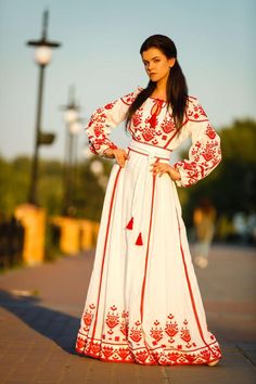 Dress for Woman Long Sleeve Dress Ukrainian Embroidered | Etsy Traditional Floor-length Dress With Embroidered Sleeves, Folk Style Embroidered Floor-length Dress, White Long Gown For Spring, White Maxi Dress For Wedding And Festivals, Elegant White Embroidered Dress For Festivals, Elegant White Maxi Dress For Festivals, Folk Style Long Dress With Intricate Embroidery, Traditional White Dress With Embroidered Sleeves, Folk Style Wedding Dress With Intricate Embroidery