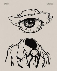 a drawing of an eye with a hat on it's head next to a shirt