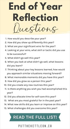 the end of year reflection questions