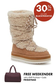 Madden Girl-Hop Boot Welcome cold weather with open arms and a warm hug! The Hop boots from Madden Girl will keep you cozy no matter how chilly it gets. This pair features a platform design for a trendy lift, a faux fur shaft for maximum comfort, and a lace-up design for a secure fit. Click here for Boot Measuring Guide. Mukluk Boots, Platform Design, Fashionable Snow Boots, Boot Shoes, Open Arms, Warm Hug, Light Tan, Fur Boots, Madden Girl