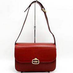 Celine Shoulder Bag Saluki Carriage Metal Red Leather Vintage W24.5cm X H17.5cm X D6cm Shoulder 78cm Timeless Red Bag For Everyday Use, Timeless Red Satchel For Everyday Use, Red Timeless Satchel For Everyday Use, Timeless Red Satchel, Red Crossbody Box Bag For Formal Occasions, Luxury Red Crossbody Box Bag, Classic Red Rectangular Bag, Timeless Red Shoulder Bag For Daily Use, Timeless Red Shoulder Bag For Everyday