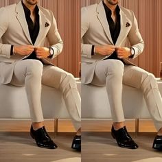 #ad Top Rated Beige Men's Suits Slim Fit Blazer Wedding Prom Party 2 Pieces Business Tuxedos, Fashion Mens Suit Party Blazers For Men, 2 Piece Suit Men Wedding, Beige Suit Men, Beige Tuxedo, Beige Suits For Men, Blazer Wedding, Tan Suit, Suit Ideas, Slim Fit Blazer