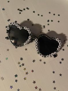 Inspired by the iconic eras tour and would make a great accessory to wear Decorating Sunglasses Ideas, Decorated Sunglasses, X Marks The Spot, Heart Sunglasses, The Spot, Accessories Sunglasses, Eras Tour, Volleyball, Sunglasses Accessories