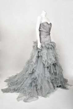 Gray Gown, Grey Gown, The Deathly Hallows, Cristóbal Balenciaga, Strapless Bustier, Tulle Gown, Gray Silk, Deathly Hallows, Resort Collection