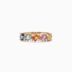 Effy Watercolors 14K Yellow Gold Multi-Sapphire Diamond Ring, 1.52 TCW | effyjewelry.com Multi Sapphire Jewellery, Gems Rings, Marquise Jewelry, Diamond Evil Eye Bracelet, Multi Gemstone Bracelet, Diamond Flower Pendant, Wedding Rings Round, Jewelry Design Drawing, Diamond Evil Eye