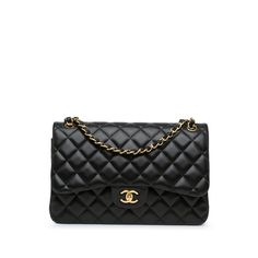 Product Details: Black Chanel Jumbo Classic Lambskin Double Flap Shoulder Bag. This shoulder bag features a quilted lambskin leather body, leather woven chain link straps, double front flaps with CC turn-lock closure, an exterior back slip pocket, and interior zip and slip pockets. Front and lining of the bag are repainted. 7.5" L x 11.8" W x 3.5" D, 13.4" drop. Serial number 18843382. Condition: Pre-owned. Good. Exterior Back Worn. Exterior Bottom Scratched, Worn. Lock Scratched. Exterior Corne Channel Bags Classic Black, Channel Bags Classic, Golden Bag, Chanel Classic Flap Bag, Soul Poetry, Chanel Jumbo, Bag With Chain, Woven Chain, Flap Shoulder Bag