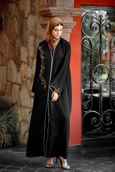 Premium Khaleeji Edition Open Abaya The Black Beaded Button Down Open Front Abaya is sophisticated and graceful! Featuring high quality nida fabric with perfectly placed beading on the chest and arms. You will be looking for an excuse to wear this beautiful abaya. Team it up with one of our dresses. 100% Nida Fabric Beaded Detailing Button Down Model is 5'5" and wearing size S Maternity Friendly Nursing Friendly Open Abaya, Queens Ny, Maxi Cardigan, Jumpsuit Outfit, Nursing Friendly, Fabric Beads, Black Beads, Front Open, Evening Gowns