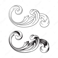 an abstract design with swirls and waves in black and white stockvectoros