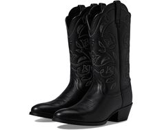 Women's Ariat Heritage Western R-toe Ariat Boots Women, Rugged Black Work Boots For Ranch, Western Riding Boots For Fall, Black Boots With Reinforced Heel, Black Reinforced Toe Work Boots For Ranch, Western Black Waterproof Boots For Outdoor, Black Western Waterproof Boots For Outdoor, Black Work Boots With Reinforced Toe For Ranch, Western Style Black Waterproof Boots For Outdoor