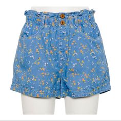 Reposhing This Item I Purchased From @Shoparieldaily. These Shorts Are So Cute, But They Were Just A Bit Too Tight On Me. Only Tried Them On, Never Worn. Questions? Leave A Comment Below! Light Blue Floral Print Bottoms For Spring, Light Blue Floral Print Summer Bottoms, Summer Light Blue Floral Print Bottoms, Relaxed Fit Blue Floral Bottoms, Blue Floral Print Bottoms For Day Out, Blue Floral Print Bottoms With Short Length, Blue Cotton Bottoms For Day Out, Blue Floral Print Shorts For Day Out, Spring Blue Shorts With Pockets