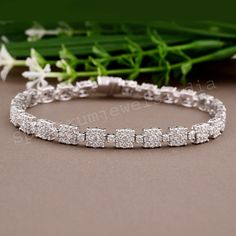 Lab Grown CVD Diamond Tennis Bracelet 10k White Gold Birthday Gift 4.00 Ct. Custom Diamond Bracelet, Classic Rectangular Tennis Bracelet For Anniversary, White Gold Rectangular Tennis Bracelet For Anniversary, White Gold Rectangular Tennis Bracelet Gift, Luxury Rectangular Tennis Bracelet As A Gift, Rectangular White Gold Tennis Bracelet As Gift, White Gold Rectangular Tennis Bracelet As Gift, Rectangular Diamond Cut Tennis Bracelet For Anniversary, Rectangular White Gold Tennis Bracelet Gift