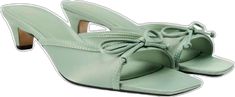 Elegant Green Synthetic Sandals, Green Slingback Sandals For Evening In Spring, Green Square Toe Evening Sandals, Casual Evening Slingback Sandals For Summer, Chic Green Slingback Sandals For Formal Occasions, Chic Green Formal Sandals, Chic Green Evening Sandals, Elegant Green Sandals With Square Toe, Chic Synthetic Slingback Sandals With Square Toe