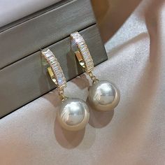 Olivia Pearl Drop Earrings – QRSHE Master Bed And Bath, Master Bed, Pearl Diamond, Pearl Size, Pearl Drop Earrings, Pearl Drop, My Thoughts, Cubic Zirconia, Happy Shopping