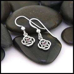 Pink Tourmaline Josephine's Knot Celtic Drop Earring in Sterling Silver Celtic Earrings, Earrings To Make, Celtic Knotwork, Tanzanite Gemstone, Celtic Cross, Scottish Heritage, Tourmaline Gemstone, Celtic Knot, Eternal Love