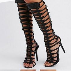 Preloved Condition/ Never Worn/ No Box Charlotte Russe Rose Gold Gladiator Knee Heels. Gorgeous . Rare. Sexy . Style Is Felecia . Zip Closure At Back. Size 9 Heel Height 4” Smoke Free Home/Ships The Same Or The Next Business Day Zip Closure At Back #Heeled Sandals #Edgy #Boho #Punk #Gypsy #Urban. #Charlotterusse #Shoes #Sandals M1181821 Knee Heels, Knee High Gladiator Sandals, Knee High Sandals, Edgy Boho, Boho Punk, Elegant Boots, High Sandals, Gladiator Heels, Heeled Sandals