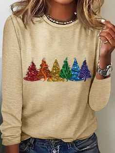 Christmas Style Outfit, Rice Pudding Recipe Easy, Fall Christmas Tree, Christmas Long Sleeve Shirts, Rice Pudding Recipe, Christmas Tree Sweater, Christmas House Lights, House Lights, Cricket Ideas