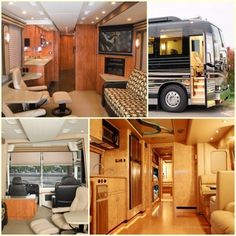 the inside of an rv with furniture and decor